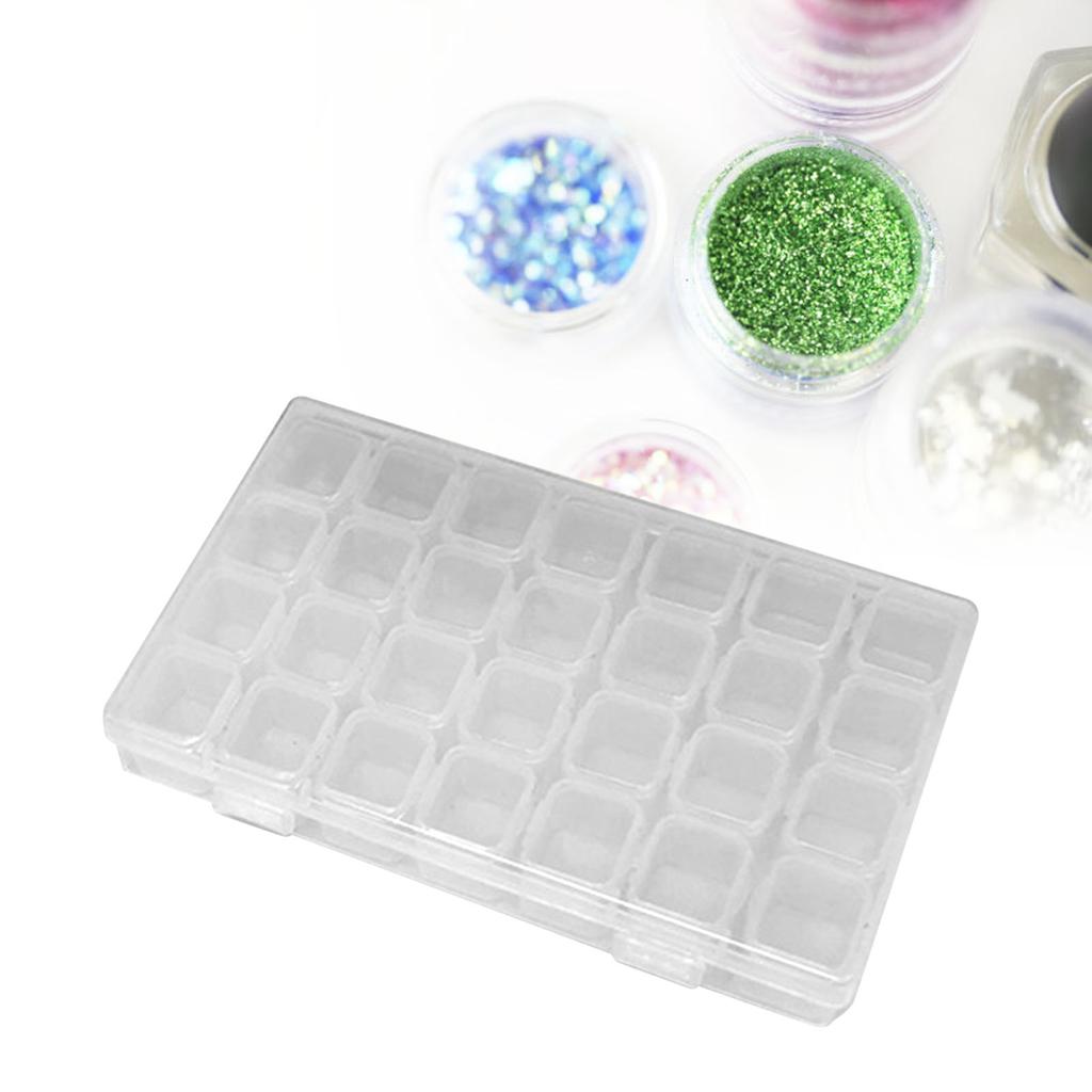 Nail Storage Box 28 Grid Eco Friendly Durable Transparent PP Separate Lid Nail Tip Box for Bead