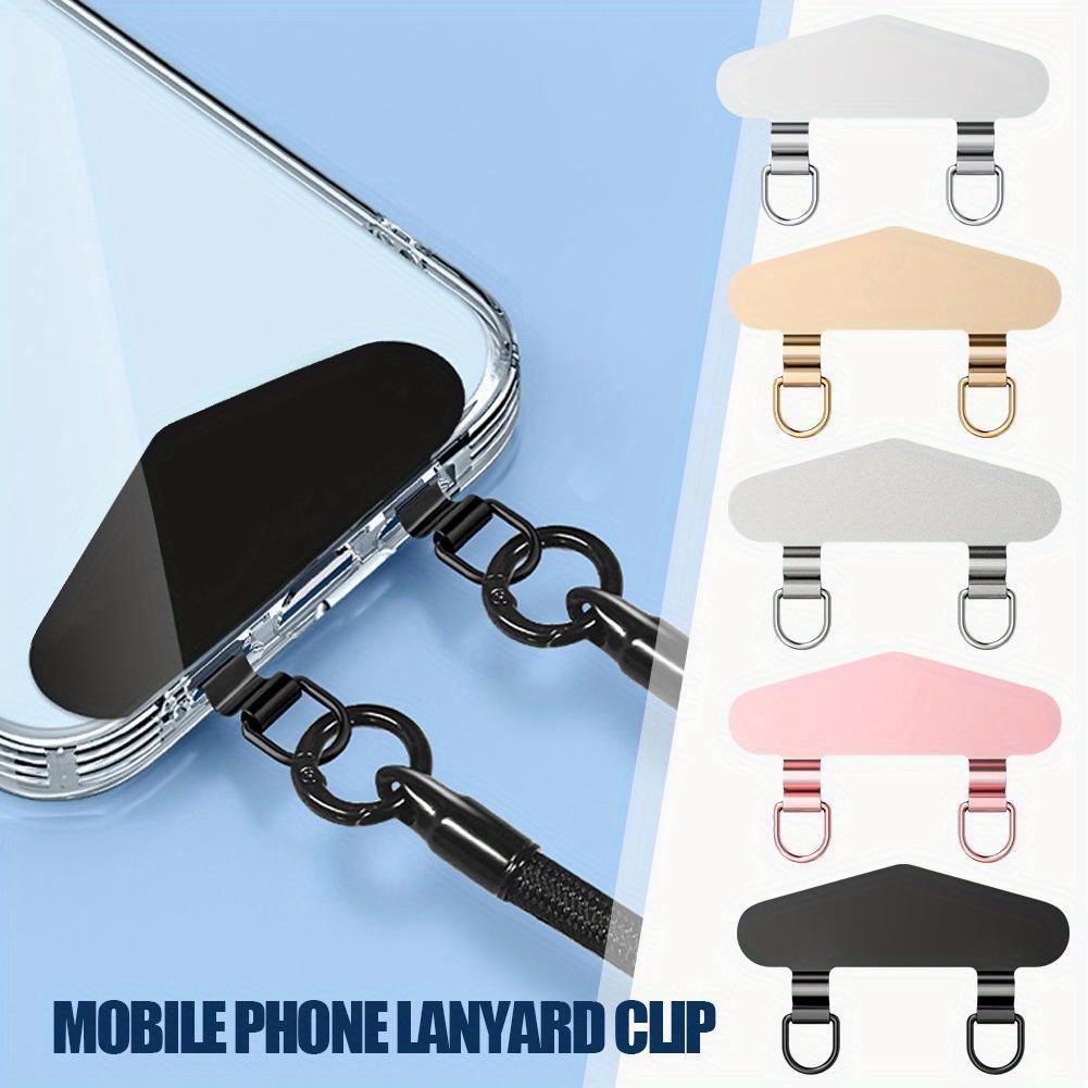 Mobile Phone Lanyard Fixed Thin Back Patch Stainless Steel Clip Double Ear Metal Gasket Anti-loss Phone Hanging Rope Connection Piece