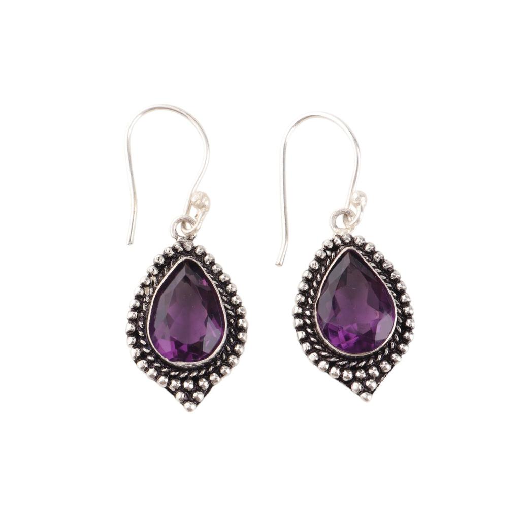 Amethyst Gemstone 925 Sterling Silver Handmade Jewelry Statement Women Earrings EE-164-12