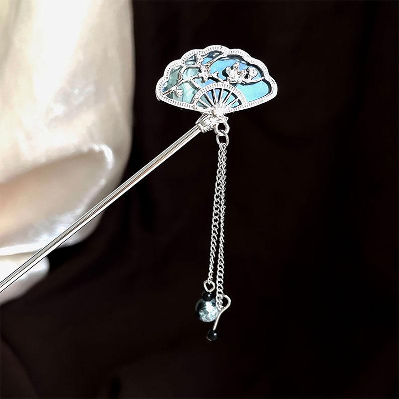 Elegant Women's Hairpin Antique Silver Butterfly Tassel Hair Stick Vintage Chinese Style Metal Jewelry Hair Accessories Hairpins