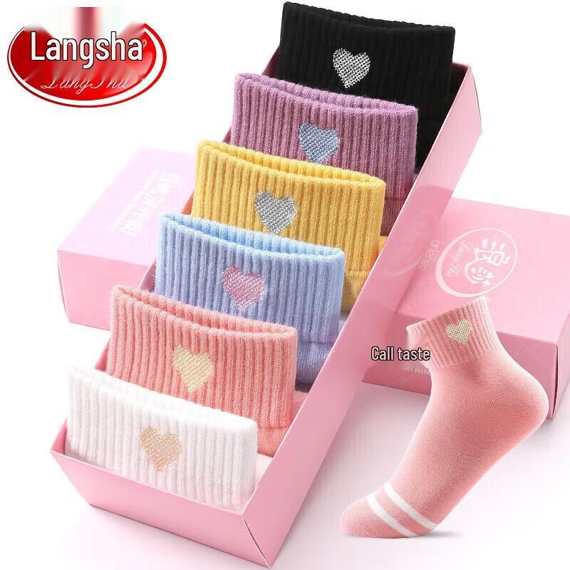 Langsha Women's Pure Cotton Ankle Socks 6-Pack