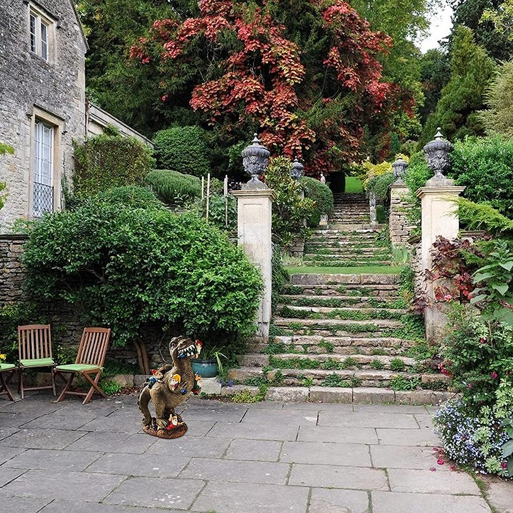 Статуэтки Динозавр Ест Гномов Карлики Смола Динозавр Гном Фигурка Поделка Креативная Забавная Милая Рождественская Вечеринка Декор China Mainland