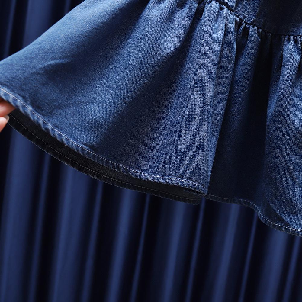 Korean-Style Baby Denim Skirt Dress: Long-Sleeved Cream Spring & Autumn Fashion 2025