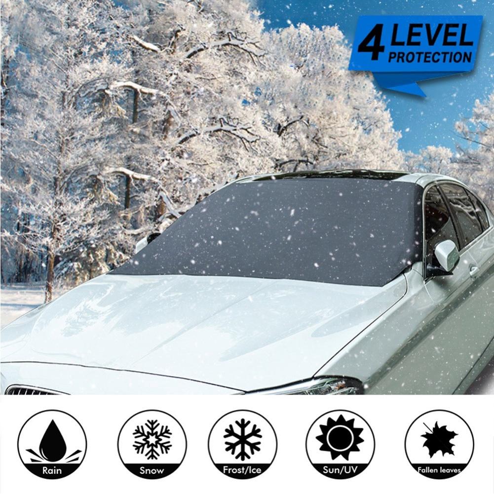 210 X 120cm Automobile Magnetic Front Windshield Cover Black Snow Ice Frost Wind Shade Protector