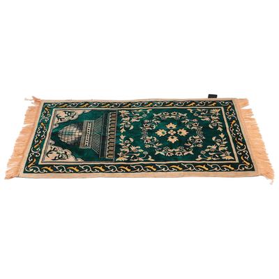 Moslimská modlitebná podložka Polypropylénové vlákno Prenosná Nádherný kvetinový dizajn Etnická podložka na bohoslužby (110x70cm   43.3x27.6in)zelená