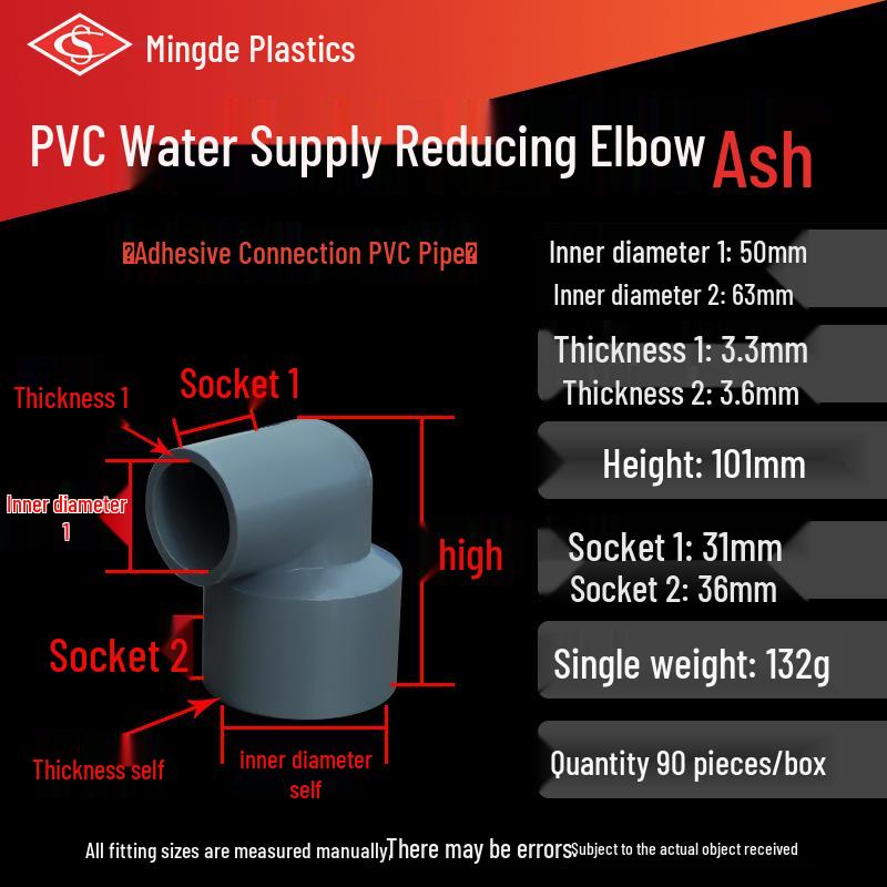 PVC 90° Reduzierbogen Wasserrohrverschraubung