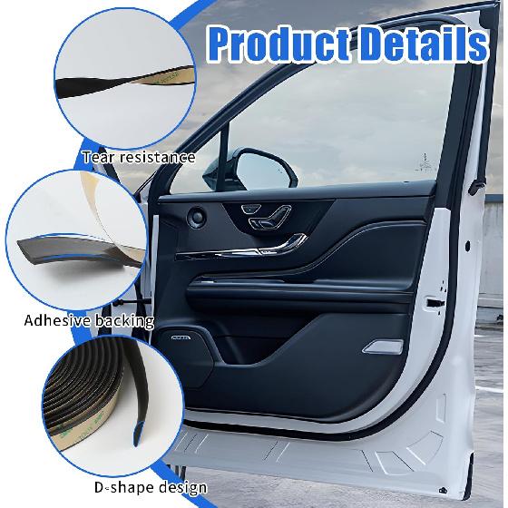 16.4Ft Car Weather Stripping, Automotive Sunroof Rubber Seal Strip, Flexible Dustproof Weather Strip Trim for Front Rear Windshield, Universal Car
