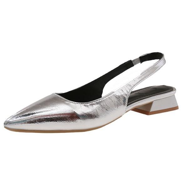 2025 summer sexy pointed low-heeled shoes women's thick-heeled sandals niche back empty French temperament bag head women's sandals