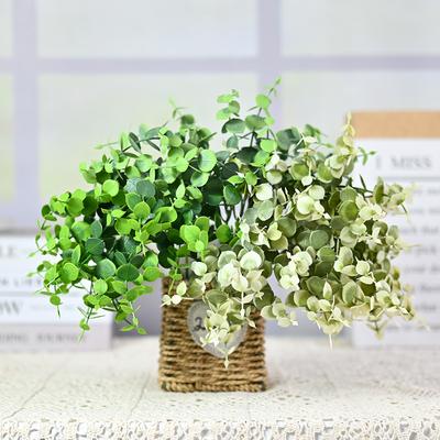 5-Fork Simulated Eucalyptus Leaf Handwritten Bouquet, Plastic Green Plants, Flower Arrangement Decorative Plastic Fake Flower