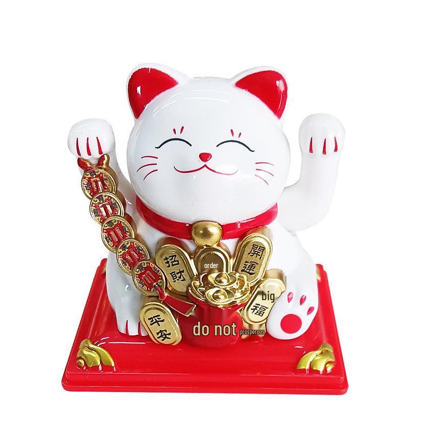 Y Solar Fortune Cat Waving Hand Ornament: Light-Powered Decor for Car, Living Room, or Office Desk
