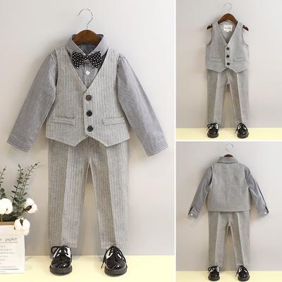 Conjunto de Chaleco para Niños Estilo Primavera Traje de Padrino de Boda Vestido de Cumpleaños para Bebé Primer Cumpleaños Disfraz de Caballero Británico para Niños