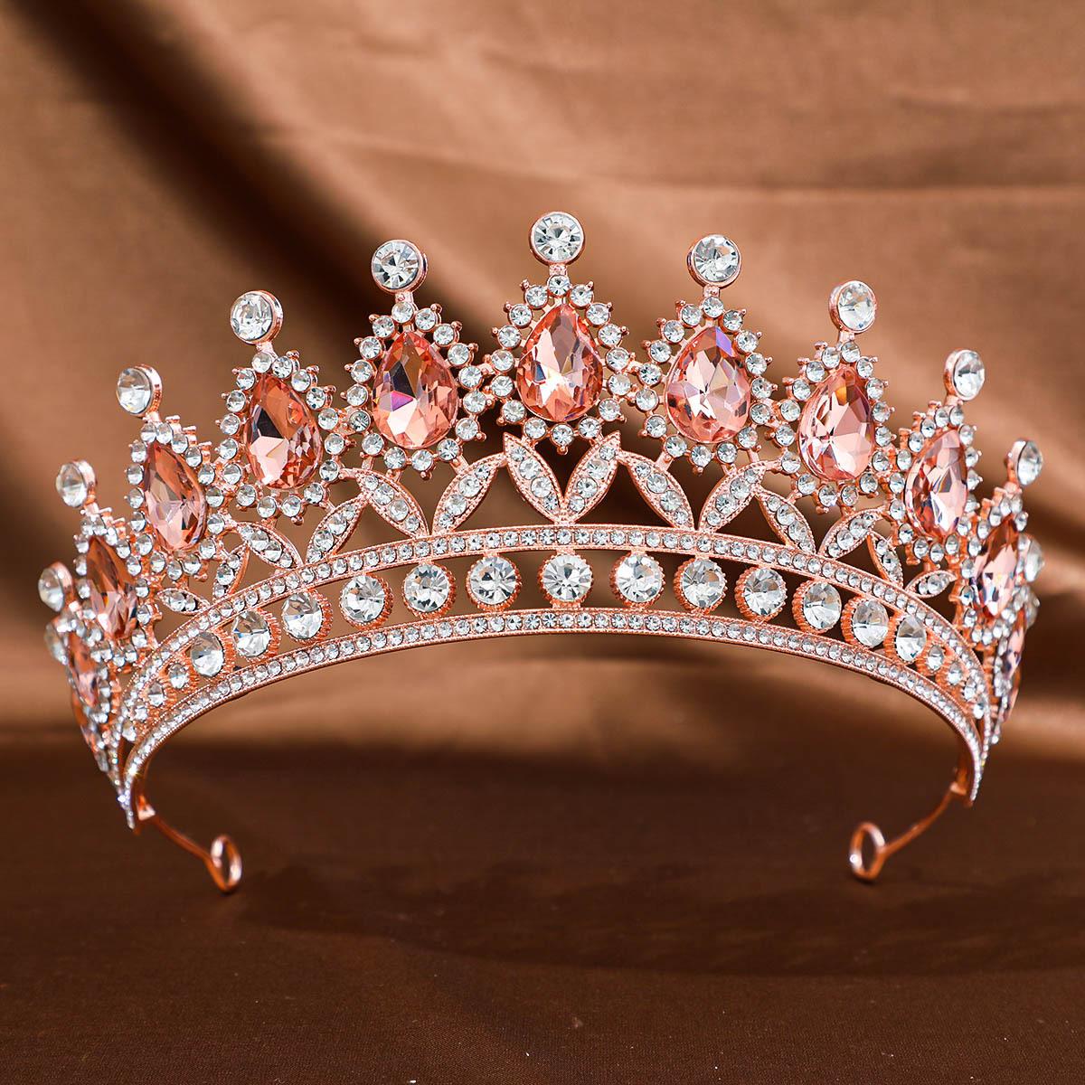 

European and American Bridal Headgear, Headgear, Hair Accessories, Princess Crown Performance Catwalk, Alloy Diamond Headgear 2026 14*5.5CM шампанского
