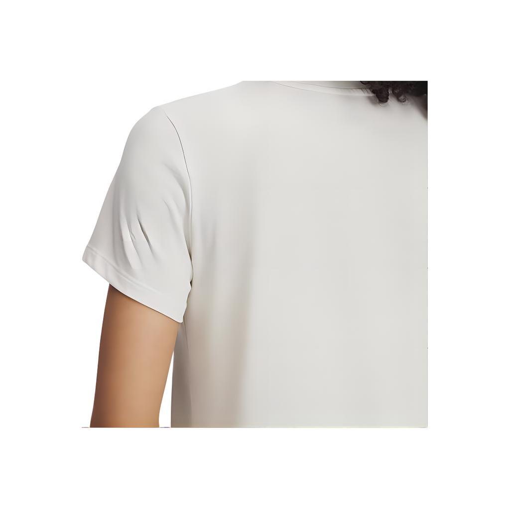 Under Armour Branded Loose Fit Round Neck Short Sleeve T-Shirt Women Tops Off-White 1389745-279