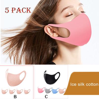 5PCS Classic Solid Color Face Masks Adult Breathable Washable Fabric Mask Fashion Print Masks Women Mouth Cover Cubrebocas