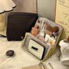 Large Capacity Women's Portable Vertical Cosmetic Bag with Multilayer Storage for Skincare and Travel