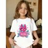 European Size Girls Round Neck Short Sleeved T-shirt with Pink Strawberry Pattern