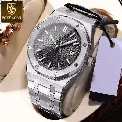 Fashion Men's Watch Original Waterproof Stainless Steel Wristwatch Luminous Date Mineral Glass Date Trend Watch for Man