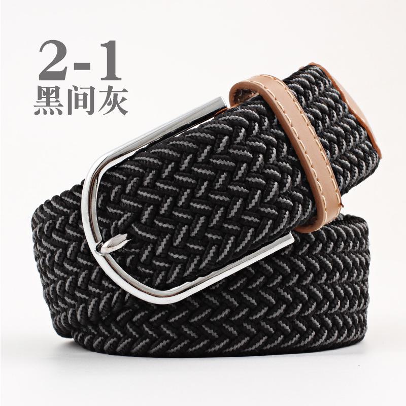 Women Casual Knitted Pin Buckle Without Holes Men Belt Woven Canvas Elastic Expandable Braided Stretch Belts for Female Jeans