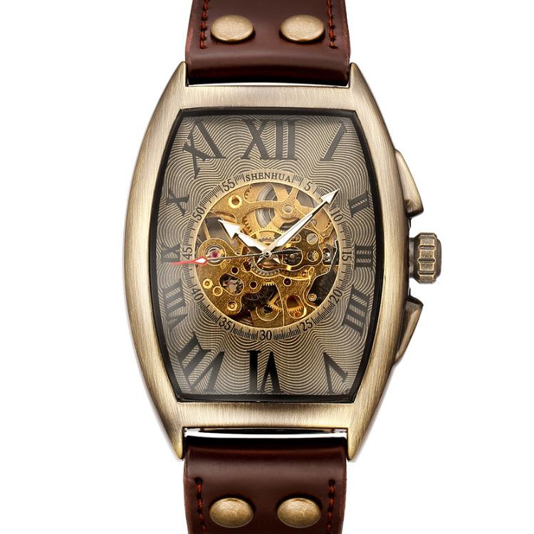 Shenghua Shenhua 9268 Cinturino per Orologio Meccanico da Uomo Fibbia a Rivetto Moda Orologio da Uomo in Bronzo