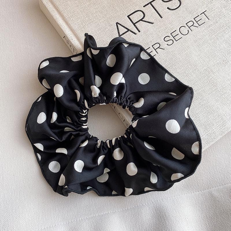 Elegant Polka Dot Fabric Hair Tie - Classic Large Intestine Design, Stylish and Sophisticated Hair Accessory for Women