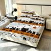 Halloween Spider Web Black Cat Pumpkin Fitted Sheet 3PCS Set Spooky Bedding Set 1 Fitted Sheet + 2 Pillowcases