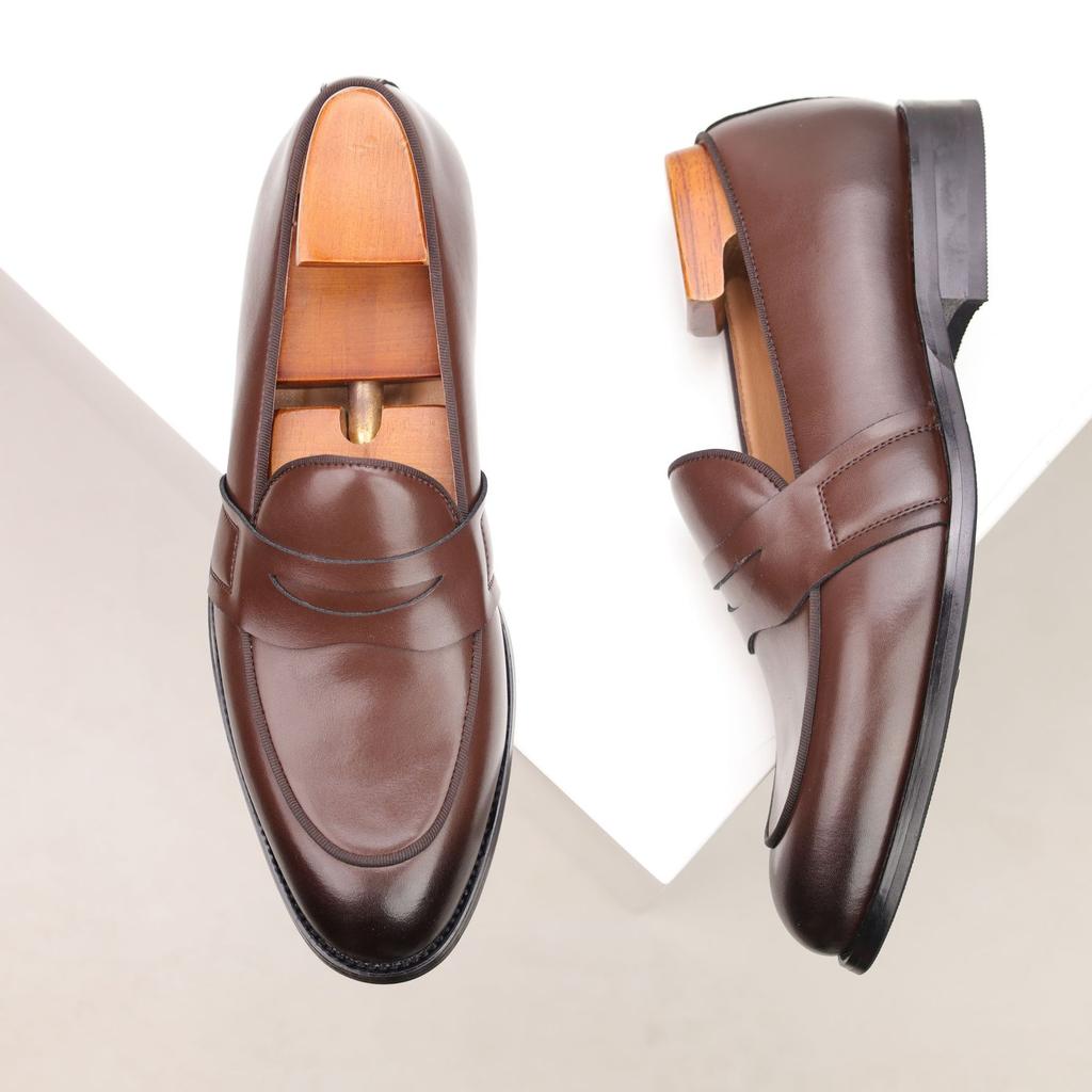 Large Size New European and American Business Leather Shoes British Penny Loafers Cover Feet and Pedal Genuine Leather Beanie Shoes