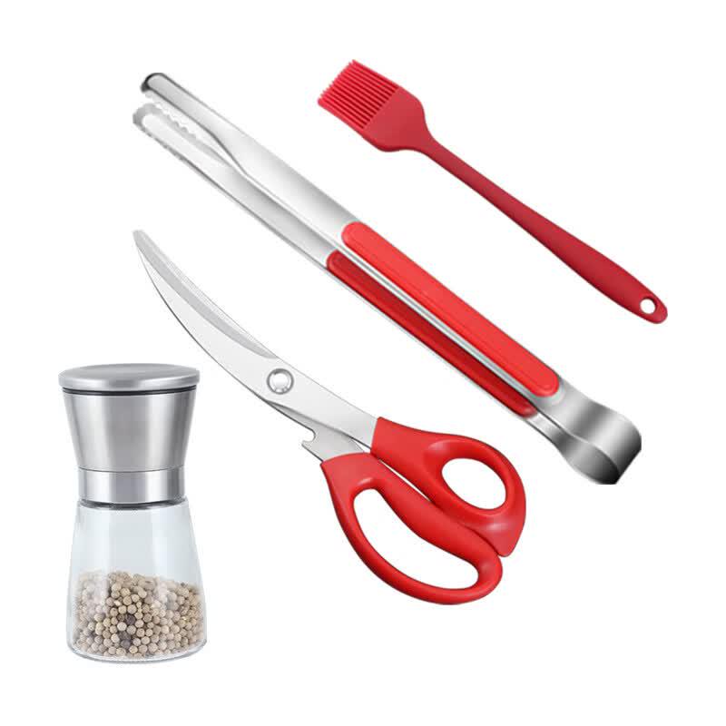 

Korean BBQ Grill Tool Set, 4-Piece Red