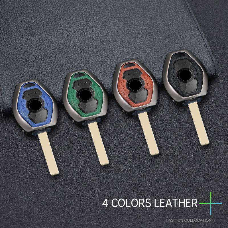 Zinc Alloy +Leather Car Key Case Cover for BMW 3 5 7 Series X5 E53 X3 F83 E46 E39 E38 E60 E63 E61 E64 330i Z3 Z4 E85 E86 M5 325i