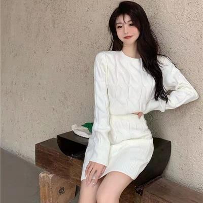 Dvojdielny pulóver Jeseň/Zima Pletený sveter Krátky sveter Pure Desire Sexy Pikantné dievča Sukňa Sveter Dámska