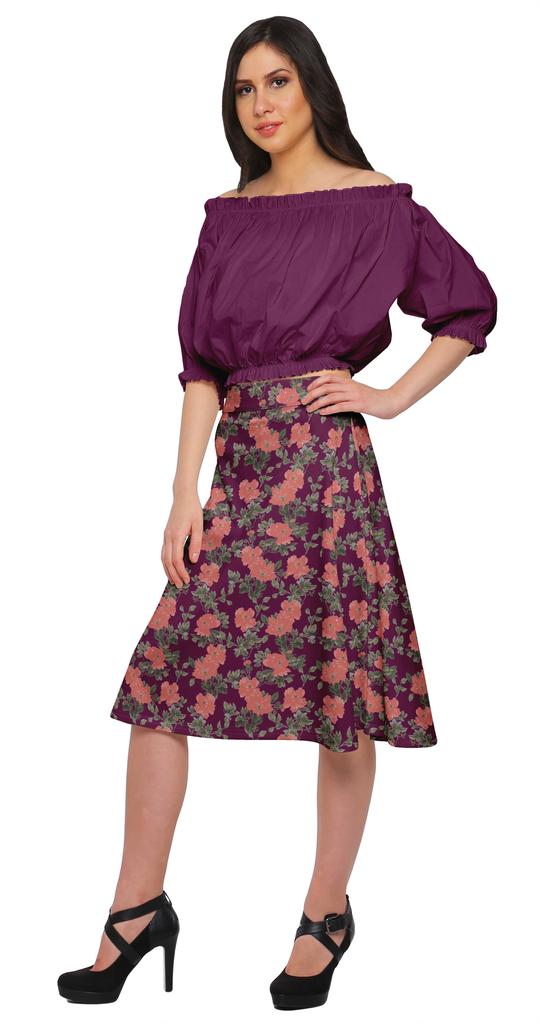 Moomaya Printed Skirt For Women Poly Spandex Casual Wear Summer Girls Skirt