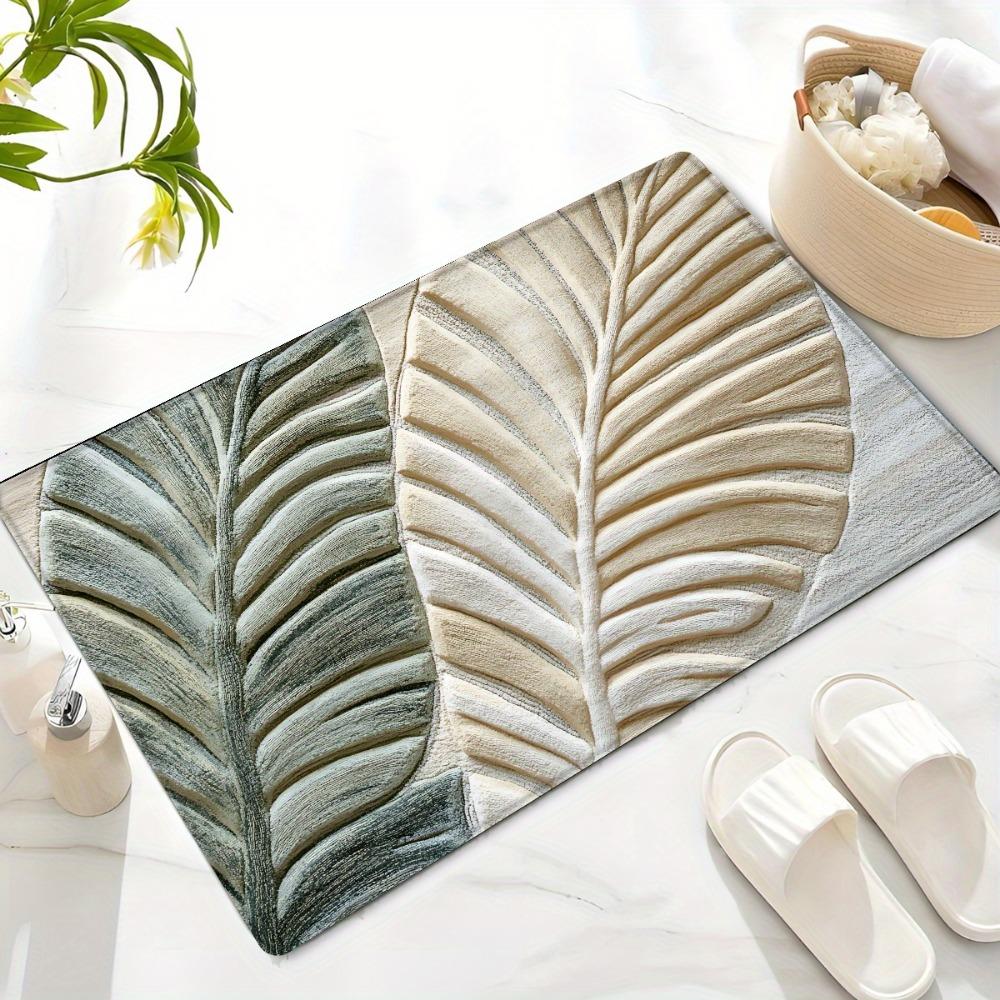 3D Tropical Leaf Print Doormat Non Slip Washable Bath Mat Modern Fashionable Bathroom Rug Home Decor 1PC