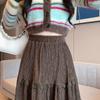 Damen Frühling/Sommer Spitze Cord Falten Midi Rock