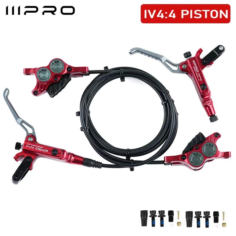 IIIPRO IV4 Bicycle Hydraulic Brakes Set 4 Piston Bike Hydraulic Disc Brake Set 160mm Road MTB Oil Pressure Brake Disc