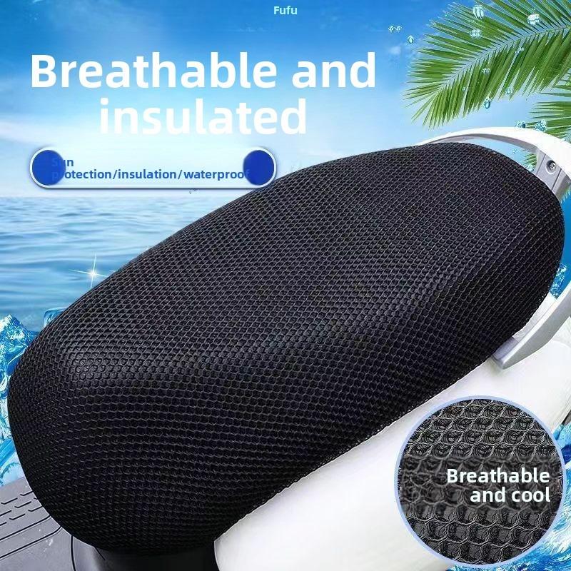 Summer Sun Protection Thickened Electric Vehicle Seat Covers, Universal Waterproof Mesh Covers for Motorcycles, Honeycomb Seat Cushions