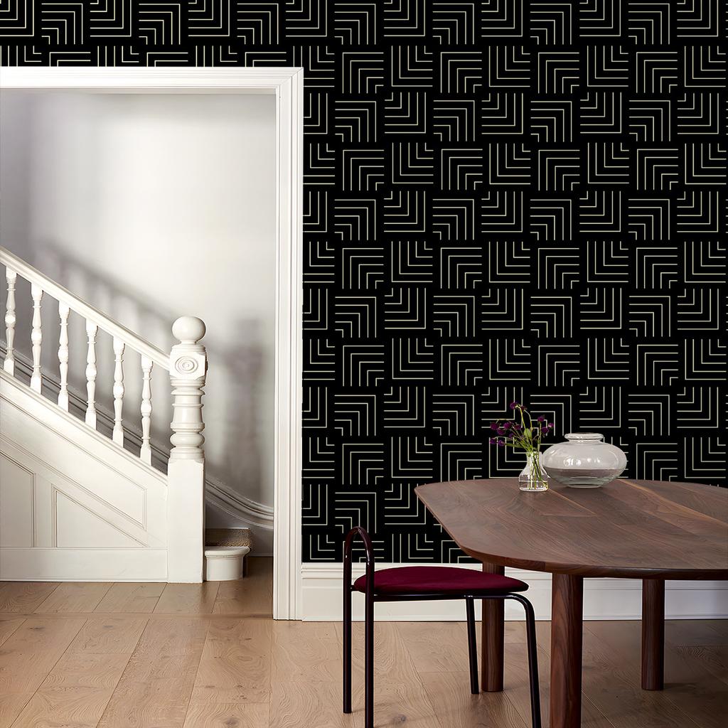 Geometric Peel and Stick Wallpaper Black Greek Key Contact Paper Thicken Waterproof Self Adhesive Wallpapers Shelf Liner