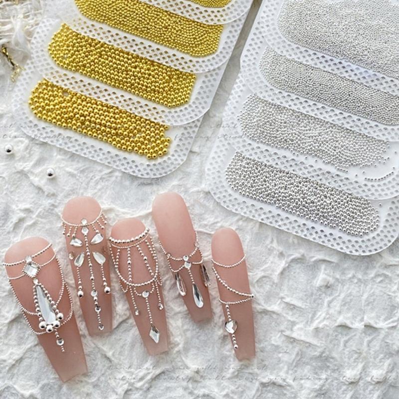 Multi-Size Nail Caviar Beads Micro 3D Nail Art Decorations Mini Metal Nail Beads Nails Jewelry DIY Nail Designs Gifts