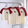 Embroidered Year of the Horse Family Tees: Stylish Parent-Child Matching T-shirts for Mother and Son