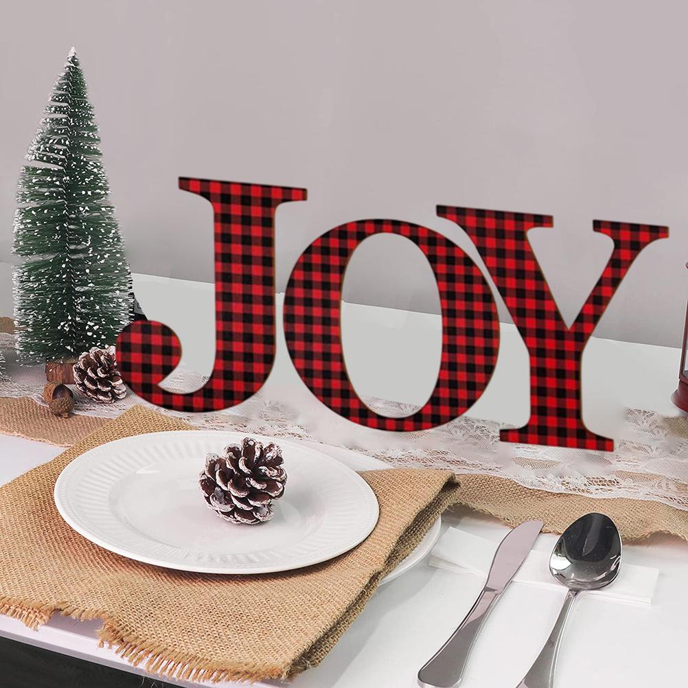 Christmas Joy Table Decoration Mantel Fireplaces Table Letter Sign Wood Decorations for Study Bedroom Living Room