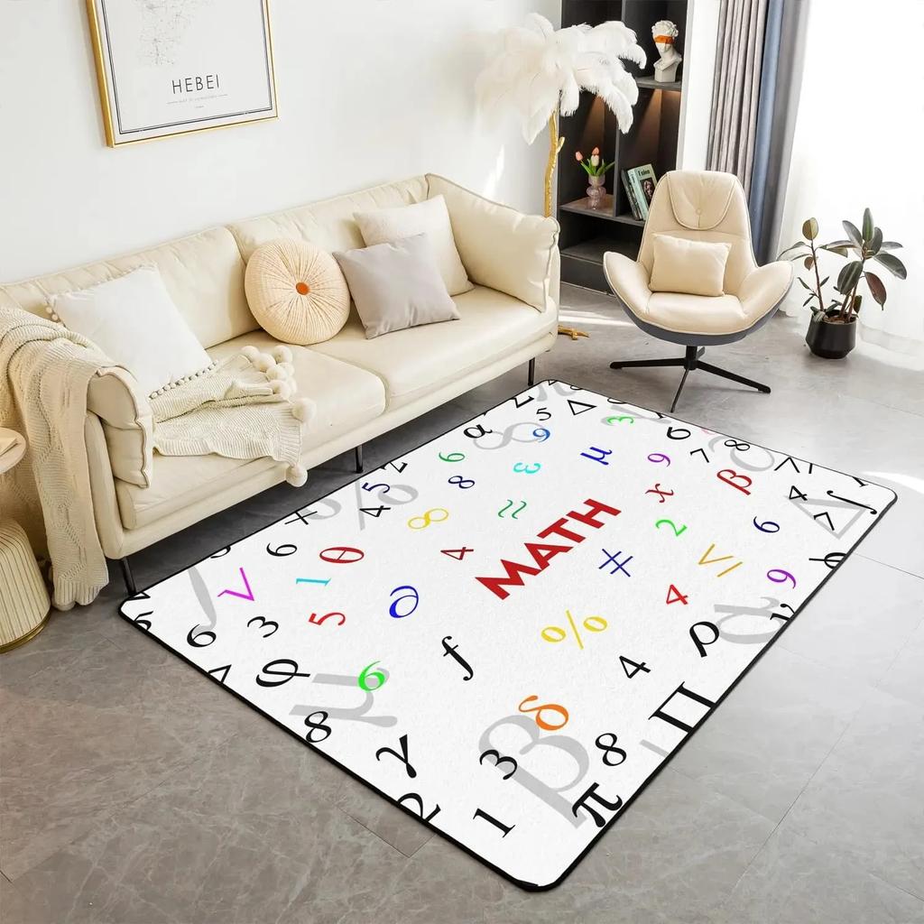 Math Theme Area Rug Math Equation Rugs for Boys Girls Math Geometry Science Style Carpet Mathematics Formula Indoor Floor Mat