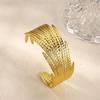 Geometric Bold Feather Cuff Bracelet For Women Gold Color Stainless Steel Feather Opening Bangle Perfect for Daily Wear