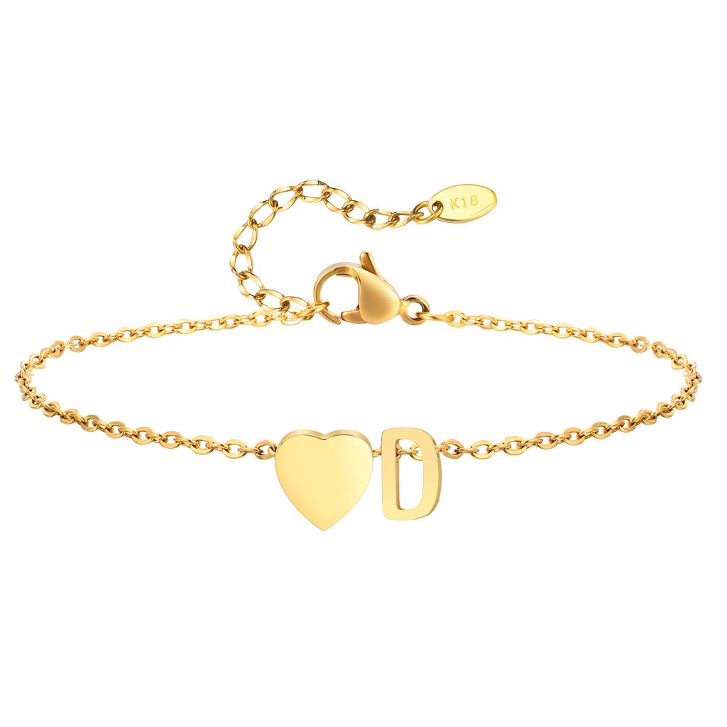 Bohemia A-Z Letter Initial Anklet for Women Gold Color Heart Alphabet Ankle Bracelet Beach Party Travel Fashion Foot Jewelry