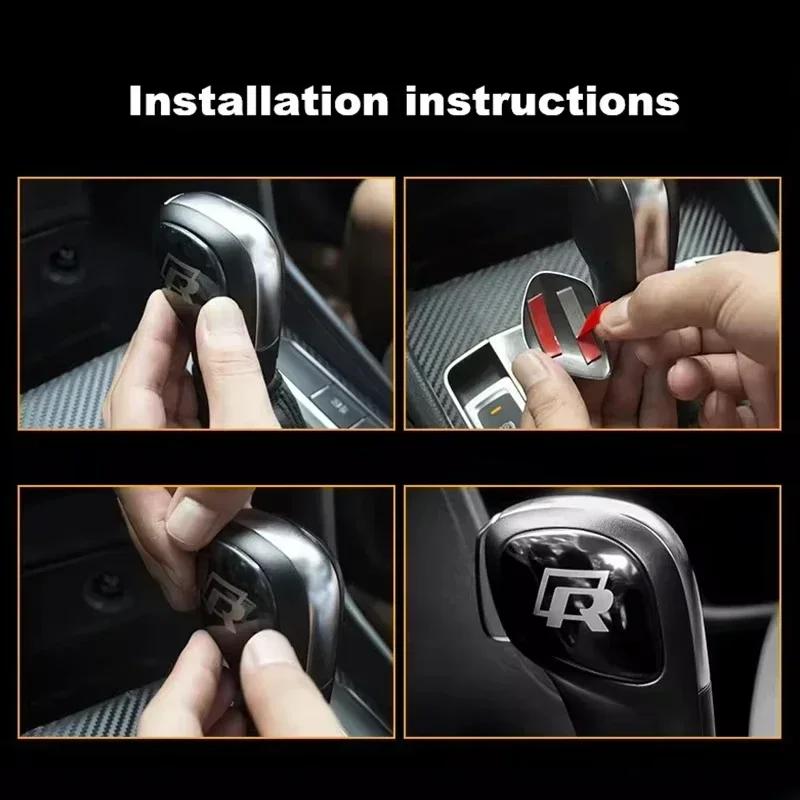lmn1 Volkswagen Shift Lever Emblem Car Gear Stick Stickers For VW Golf Polo GTI Scirocco ID.3 Passat Tiguan CC Jetta Touareg Touran