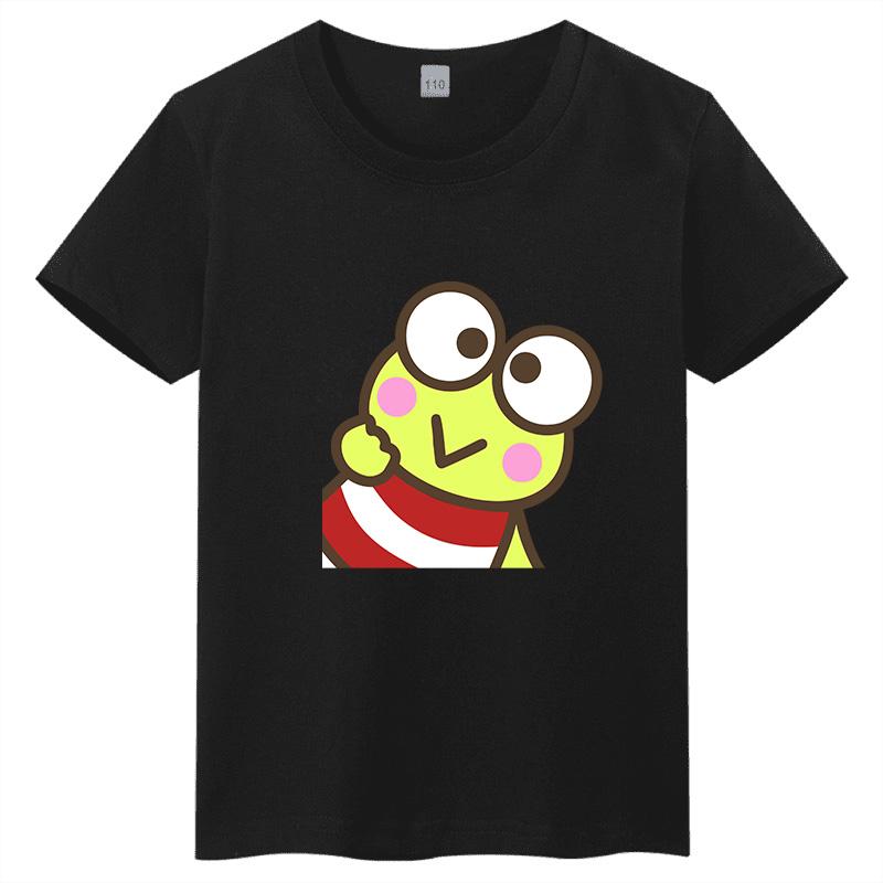 2026 Keroppi Graffiti Style Children's T-shirt Color Casual Parent-child Top Cute Printed Short Sleeved Shirt for Boys and Girls