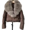 Womens Short Down Coat With Real Fox Fur Collar Lightweight Warm Winter Jacket Urban Commute Casual Wear