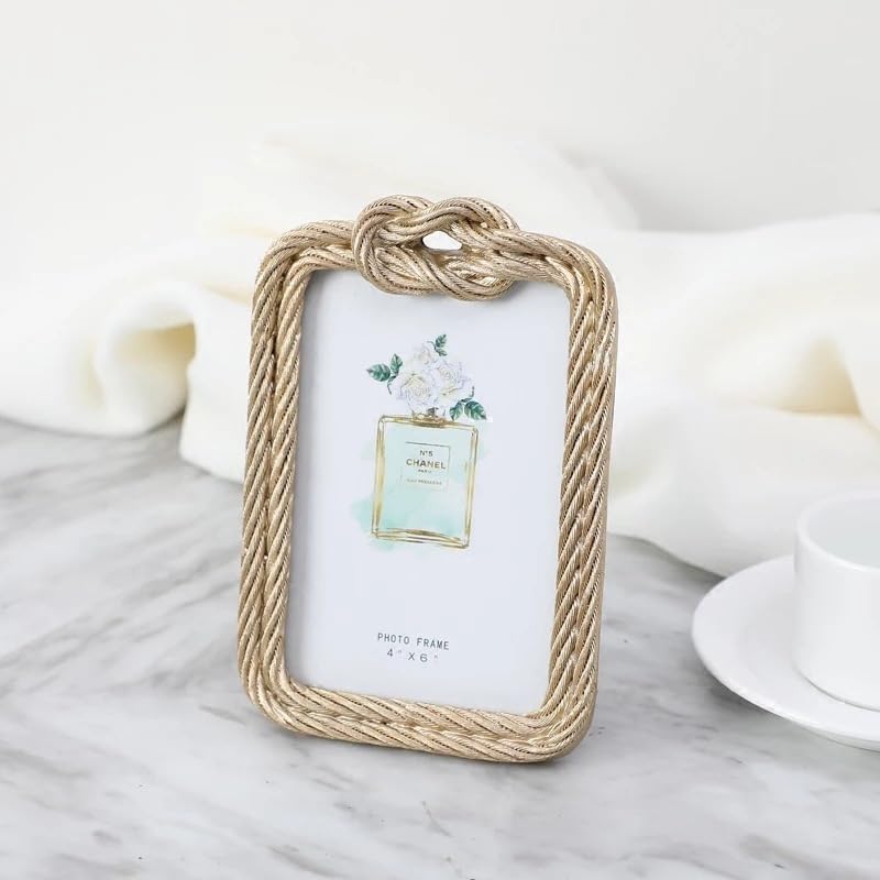 Queen-b Rope Photo Frame, Stylish Tabletop Frame for Displaying Pictures, Photos, and Posters, Perfect as a Gift (Round)