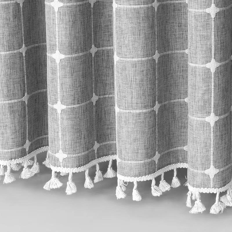 Kostkovaný Střapec Sprchový Závěs Domácí Koupelnová Dělicí Závěs Vodotěsný Jednoduchý Moderní Styl Pro Koupelnu