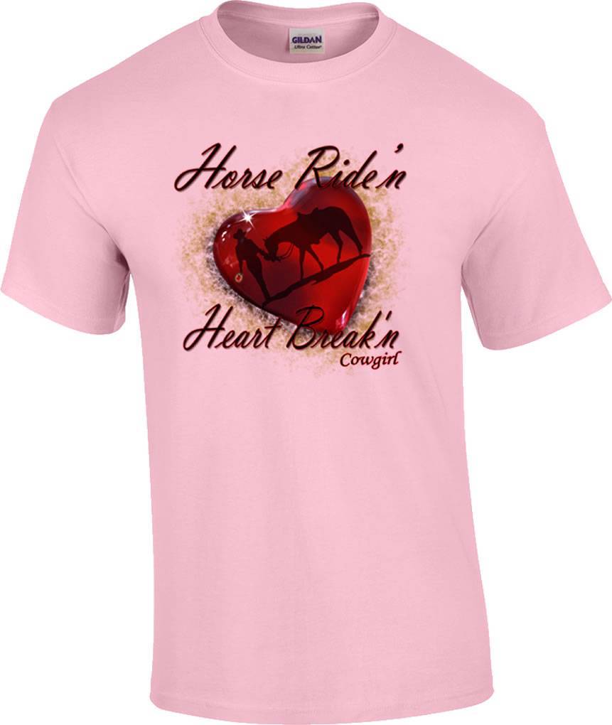 Horse Ridin Heart Breakin  Cowgirl T-Shirt S