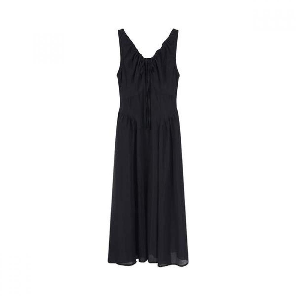 Lap Linen Shirring Ribbon Long Dress As2wo520
