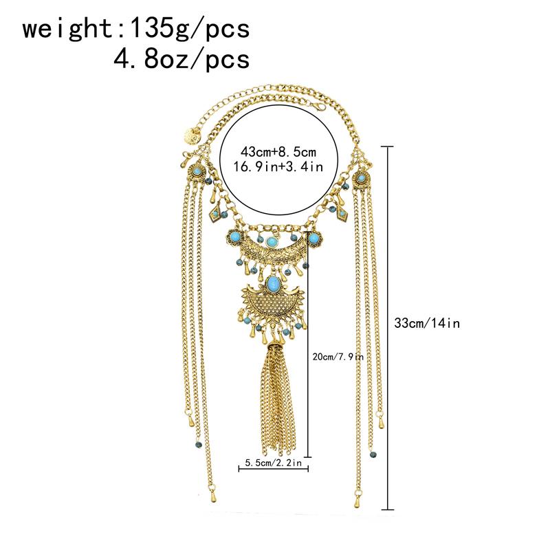 Vintage Long Tassel Women Necklace Bohemian Ethnic Bell Pendant Statement Chains Choker Gypsy Female Accessories