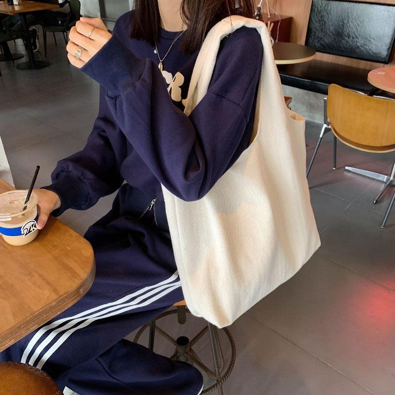 Student vest bag, simple shoulder bag, portable shopping bag, large capacity solid color